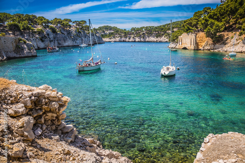 The yachts in the sea fjord photo