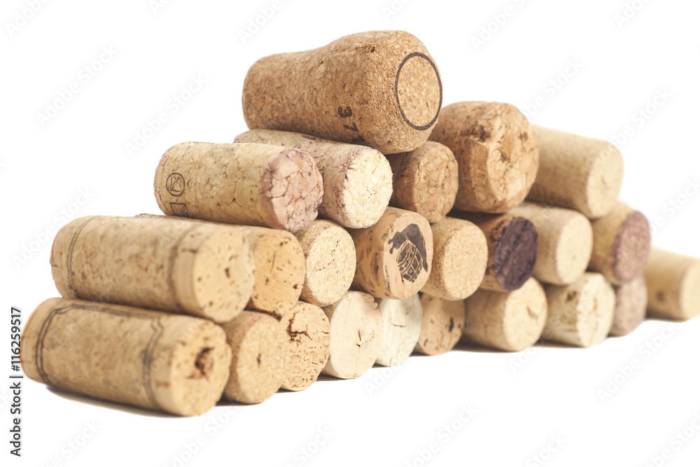 Wine corks isolated on white background