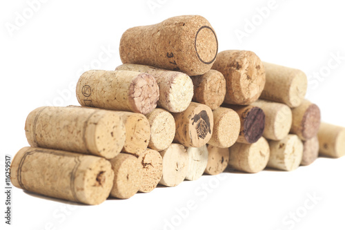 Wine corks isolated on white background