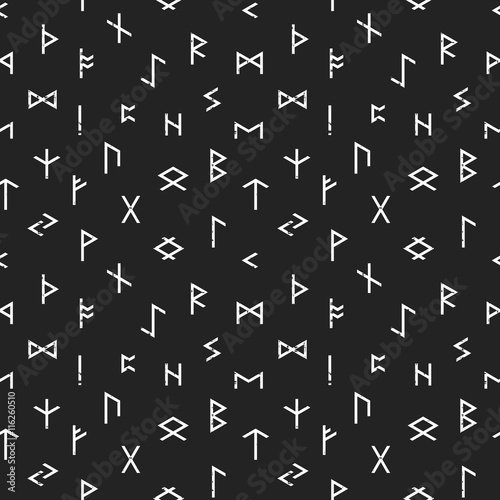Abstract seamless grunge pattern of Elder Futhark