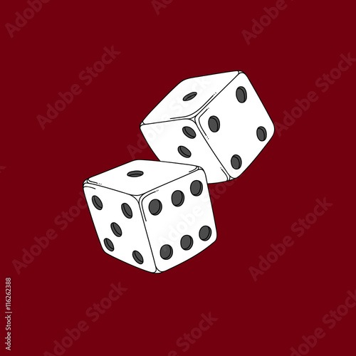 Two white cartoon-style dice cubes