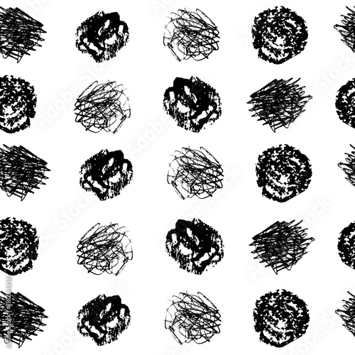 Hand crafted seamless patterns with textured circles