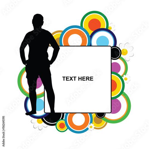 banner empty with man and circle color illustration
