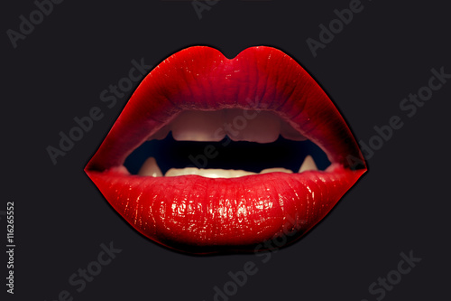 female red lips on black