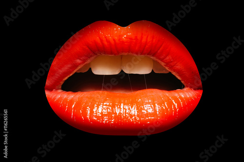 female red lips on black