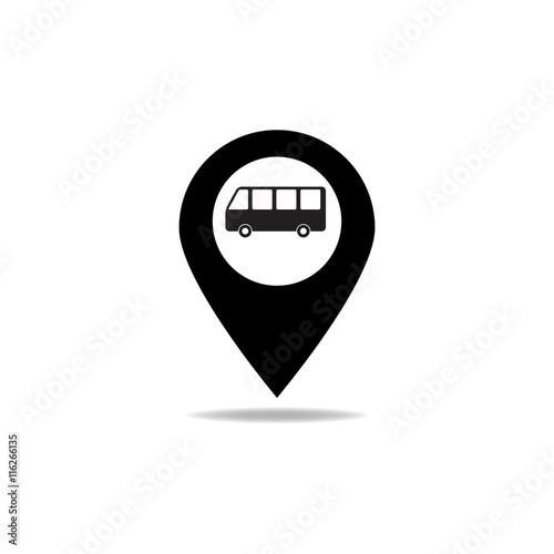 Free Download Map marker with icon of a bus - GFXLoad