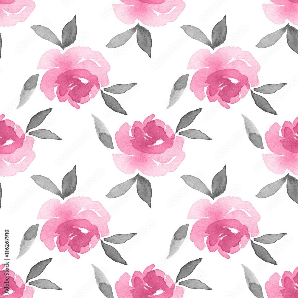 Roses. Watercolor background. Seamless pattern 16