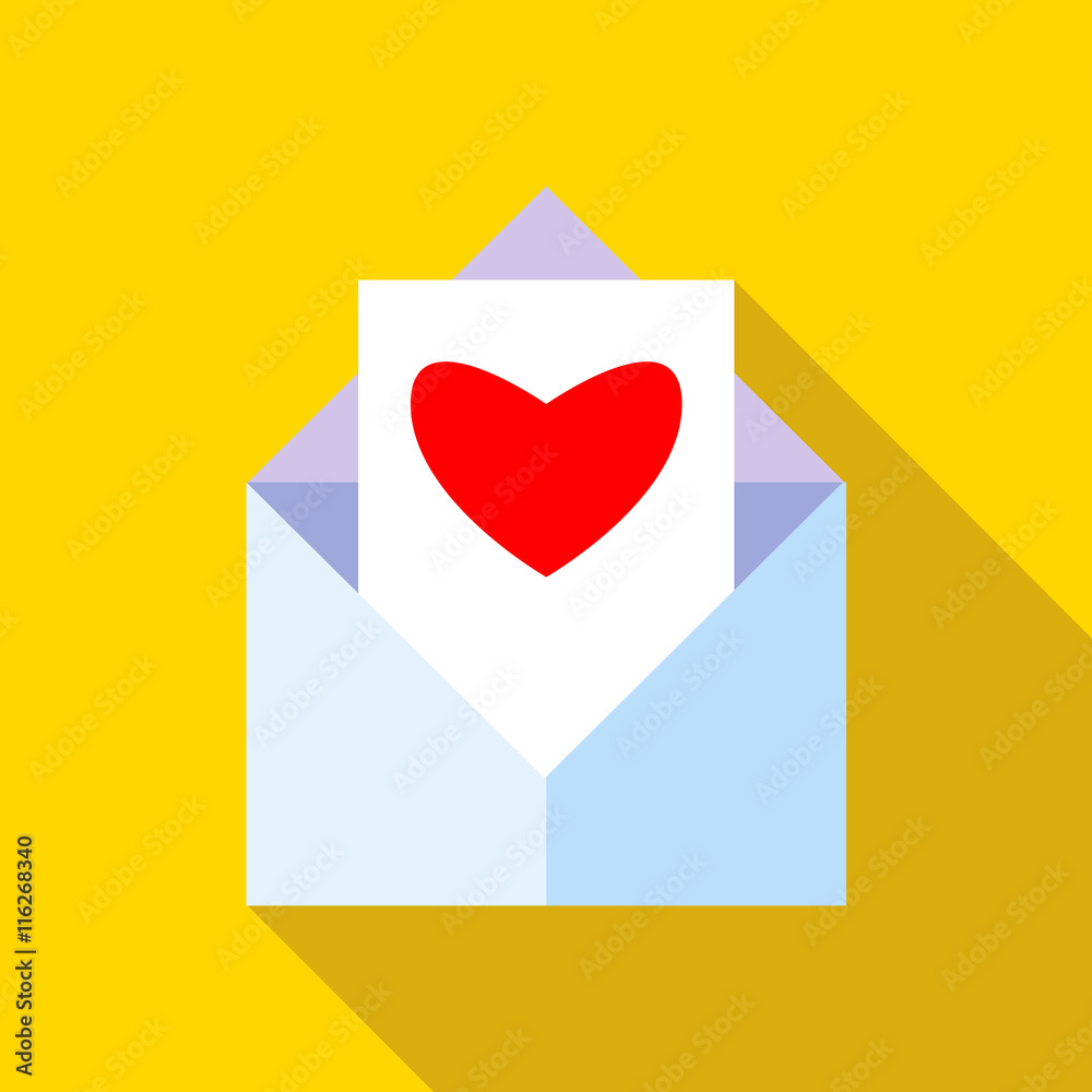 Love letter icon in flat style with long shadow. Message symbol Love letter icon in flat style with long shadow. Message symbol