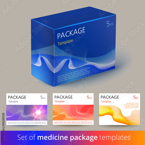 Set of medicine package design with 3d-template.