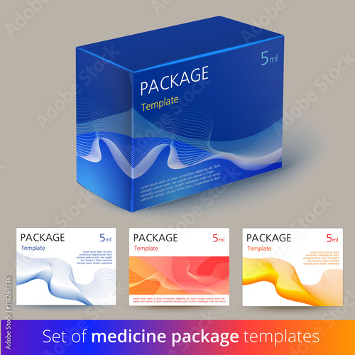 Set of medicine package design with 3d-template.