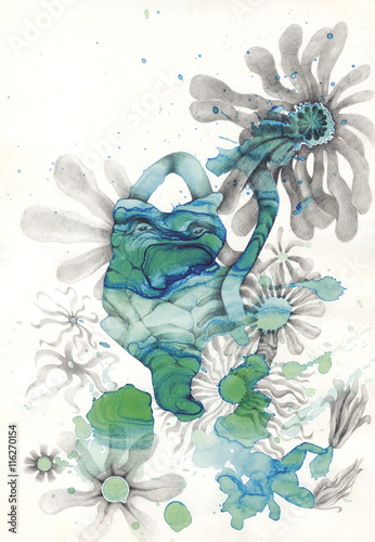 Stone and Flowers Illustration