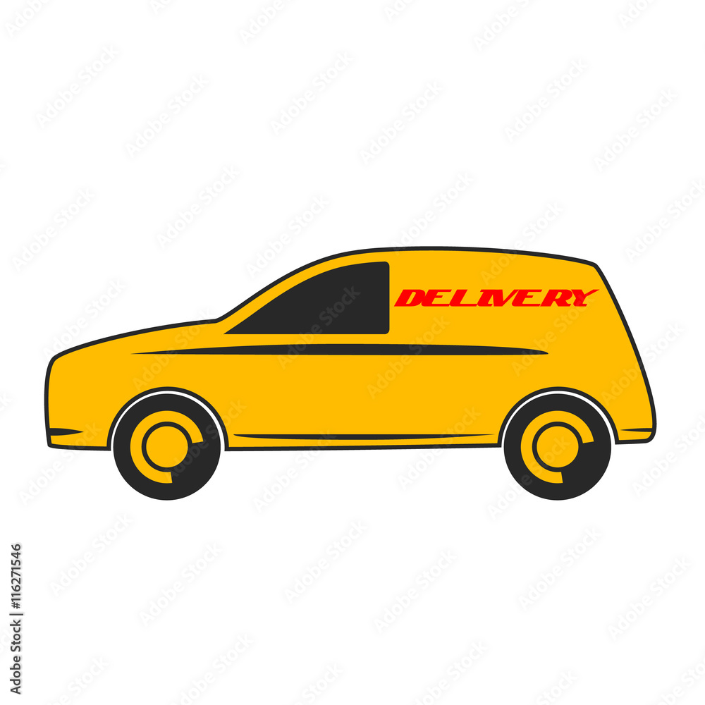 Fototapeta premium Delivery car in flat design.