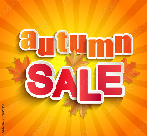 Autumn sale lettering with leaves.