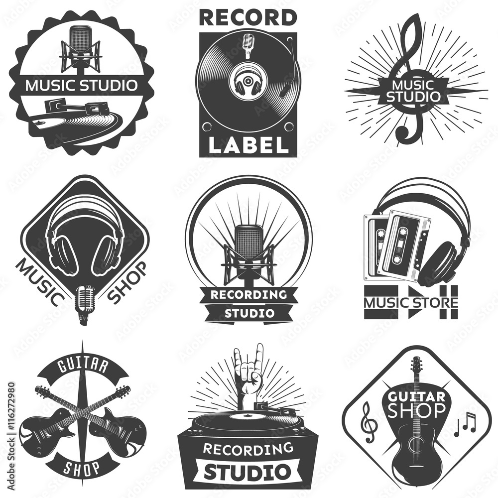 Fototapeta premium Music Shop Label Set