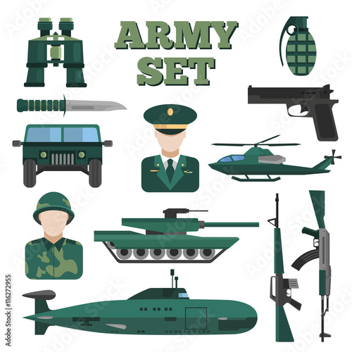 Flat Army Icon Set