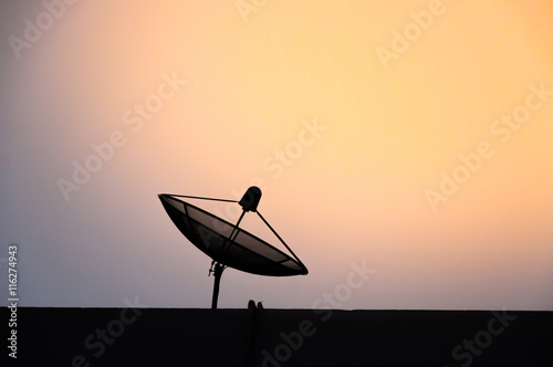 Satellite shadow orange sky background