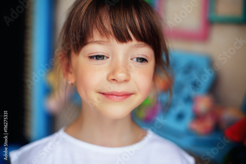 portrait of a little girl with close