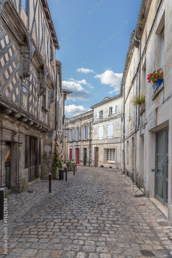 Cognac, France. One of the streets in the medieval quarter