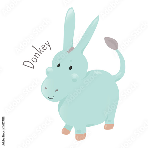 Donkey or ass isolated. Sticker for kids. Child fun icon.