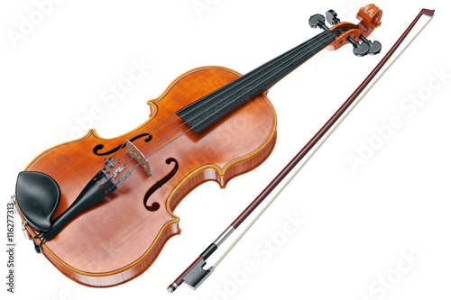 Viola wooden classical musical equipment. 3D graphic photo