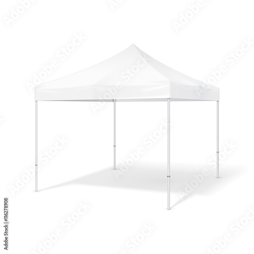 Promotional Advertising Outdoor Event Trade Show Pop-Up Tent Mobile Advertising Marquee. Mock Up, Template. Illustration Isolated On White Background. Ready For Your Design. Product Packing.