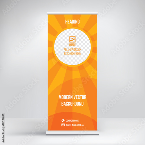 Roll-up banner design, vector background