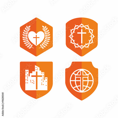 Set of church logo. Christian symbols.
