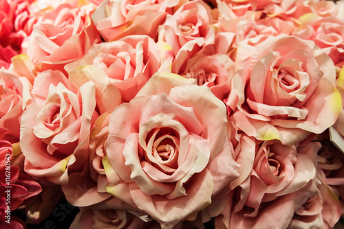 Closeup Artificial pink roses