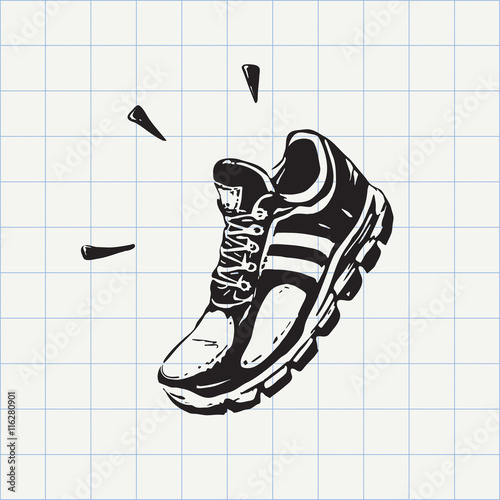 Sport shoe sketch in vector. Hand-drawn doodle sign