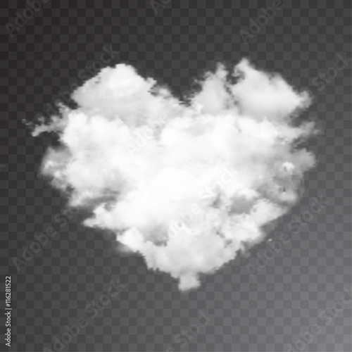 Realistic vector cloud heart with sun.