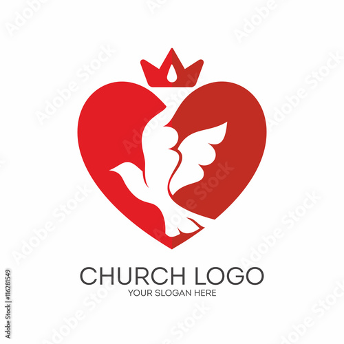 Church logo. Christian symbols. Holy Spirit reigns.