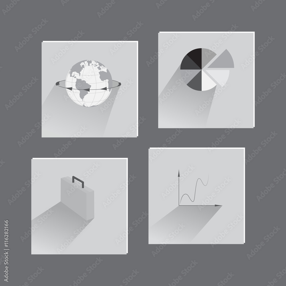 Set with Flat Icons on Business Theme - obrazy, fototapety, plakaty 