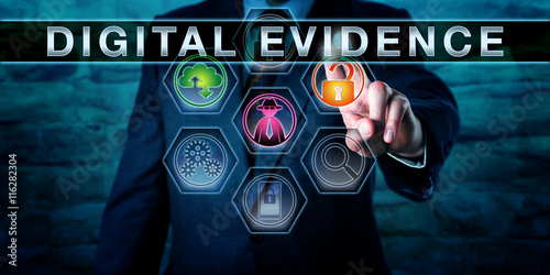 Forensic Examiner Touching DIGITAL EVIDENCE