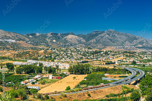 Panoramic View Of Cityscape Of Mijas in Malaga, Andalusia, Spain