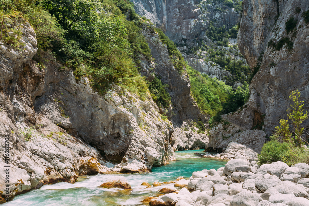 Mountain River. Scenic View Of Verdon River In France. Mountain River. Scenic View Of Verdon River In France.