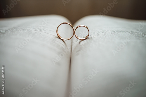 Wedding rings on a book