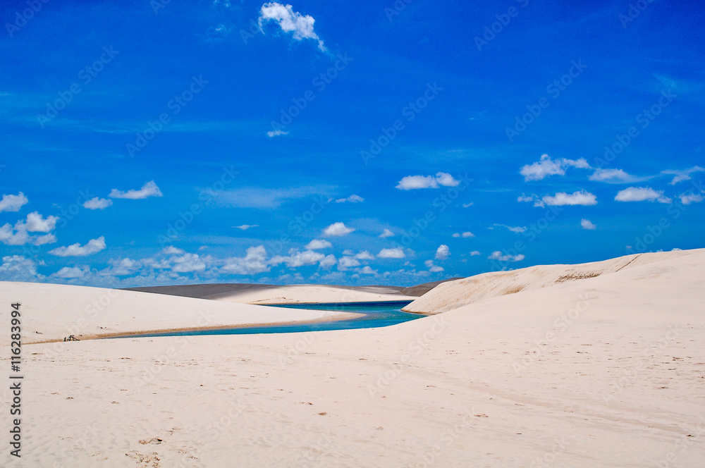 View of Lencois Maranhenses National Park, Brazil, flooded land, View of Lencois Maranhenses National Park, Brazil, flooded land,