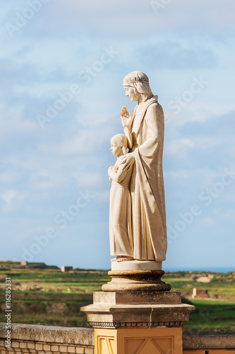 Statue near Ta' Pinu Church in village Gharb, Gozo island, Malta