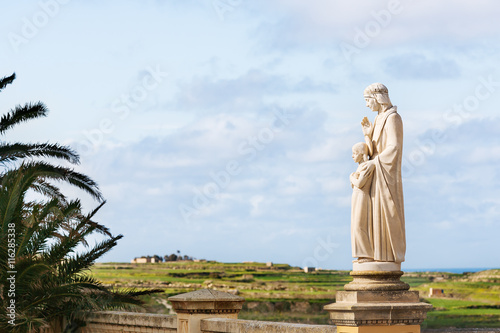 Statue near Ta  Pinu Church in village Gharb  Gozo island  Malta