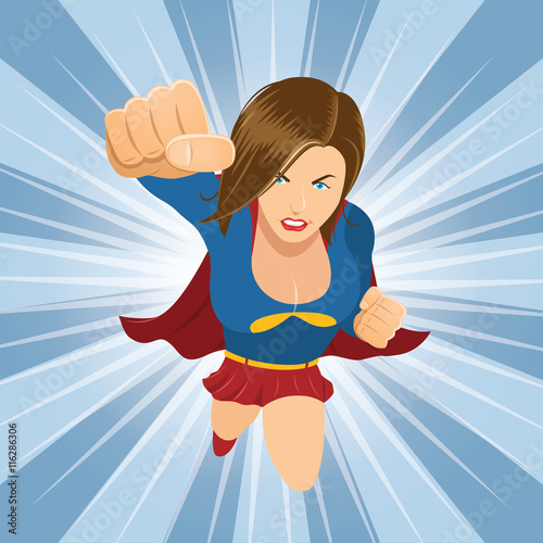 Female Superhero Flying Forward