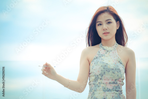 Portrait beautiful asian woman standing 