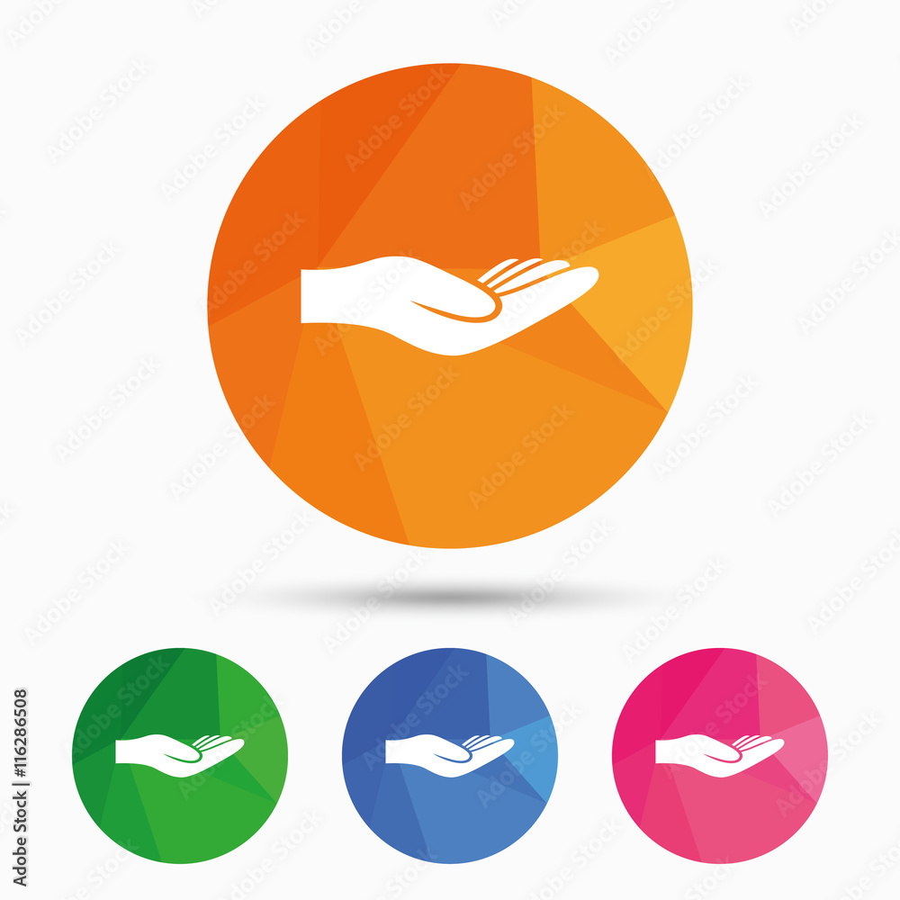 Donation hand sign icon. Charity or endowment. Donation hand sign icon. Charity or endowment.