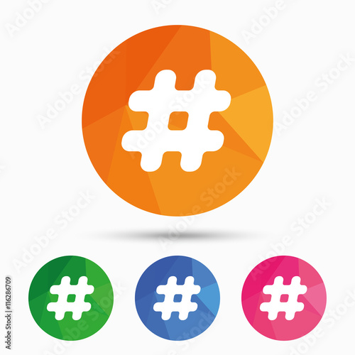 Hashtag sign icon. Social media symbol.