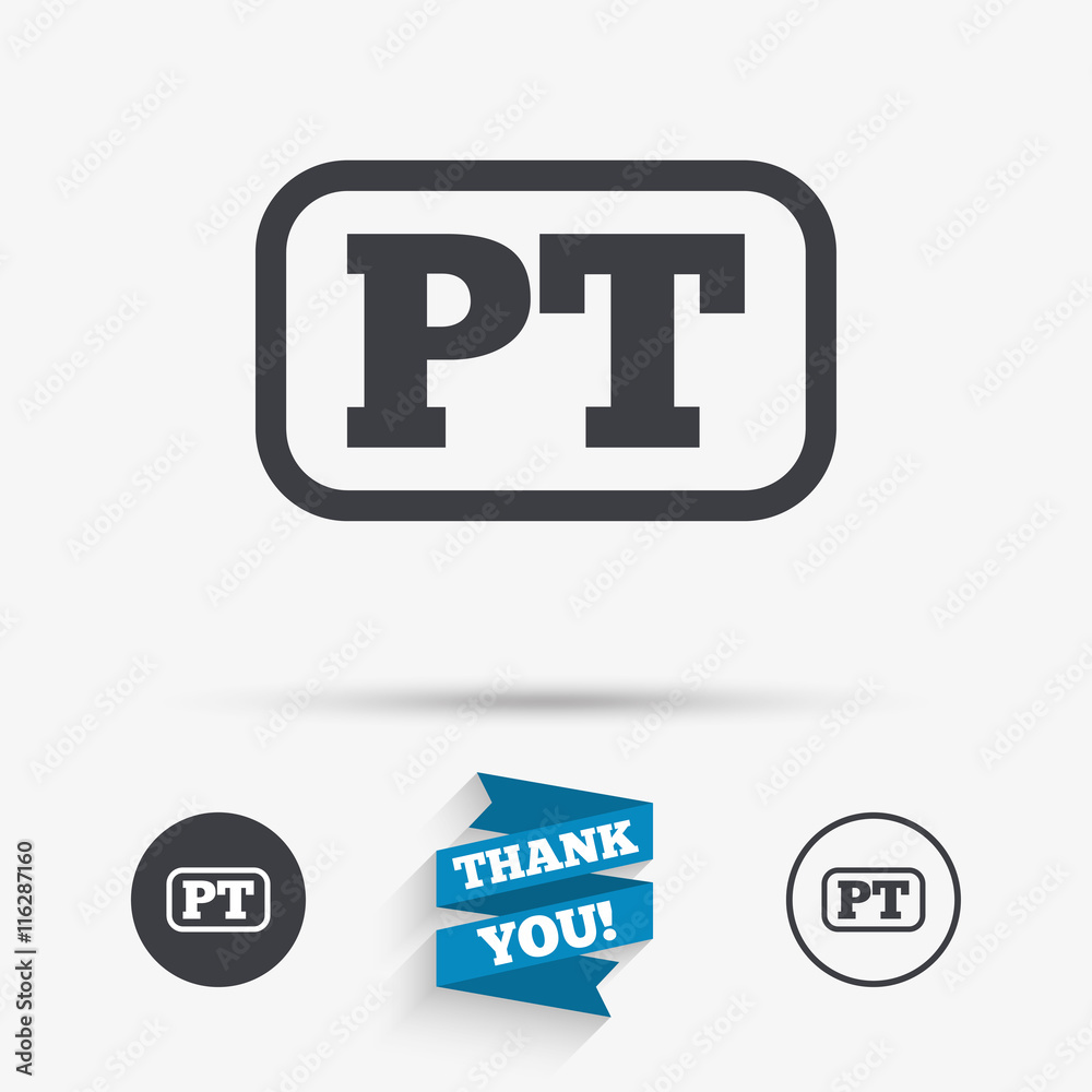 Portuguese language sign icon. PT translation Portuguese language sign icon. PT translation