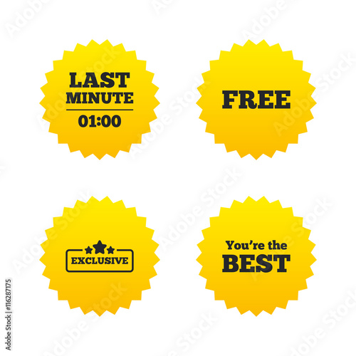 Last minute icon. Exclusive special offer.