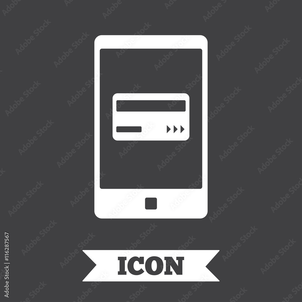 Mobile payments icon. Smartphone with card. Mobile payments icon. Smartphone with card.