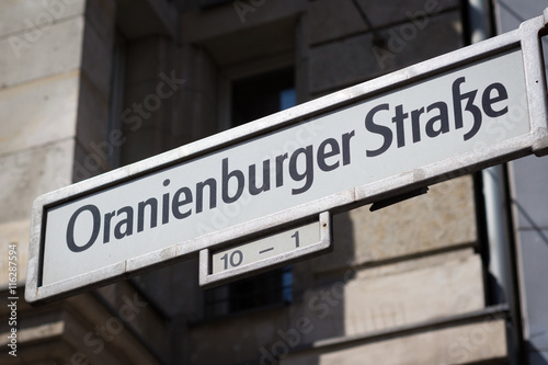 Street sign of the Oranienburger Strasse in Berlin