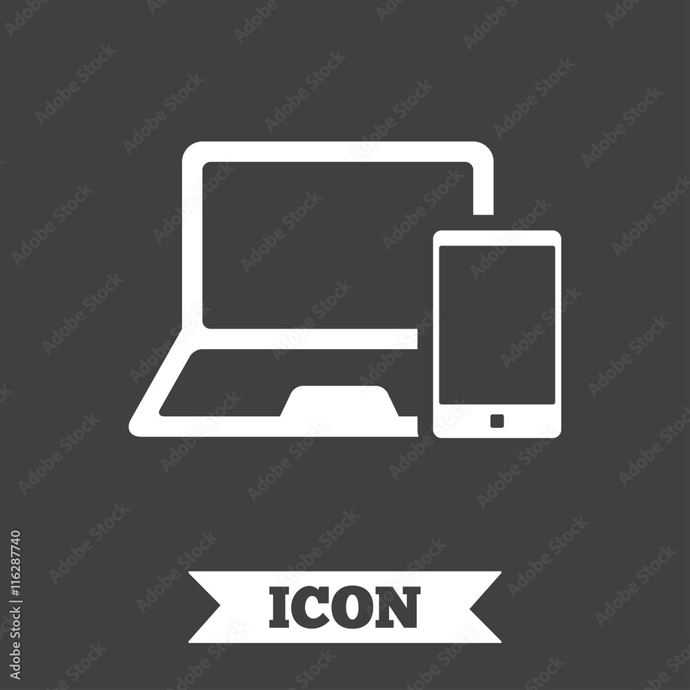 Mobile devices sign. Notebook and smartphone. Mobile devices sign. Notebook and smartphone.