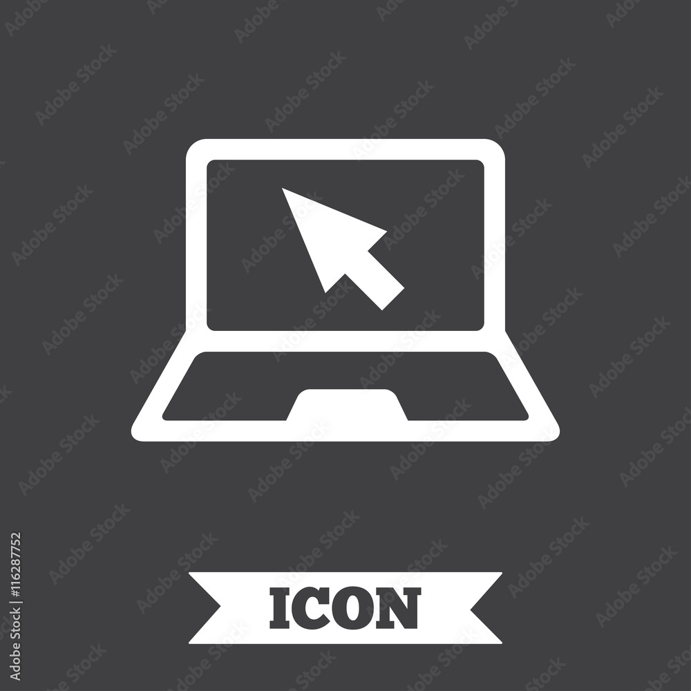 Laptop sign icon. Notebook pc with cursor symbol. Laptop sign icon. Notebook pc with cursor symbol.
