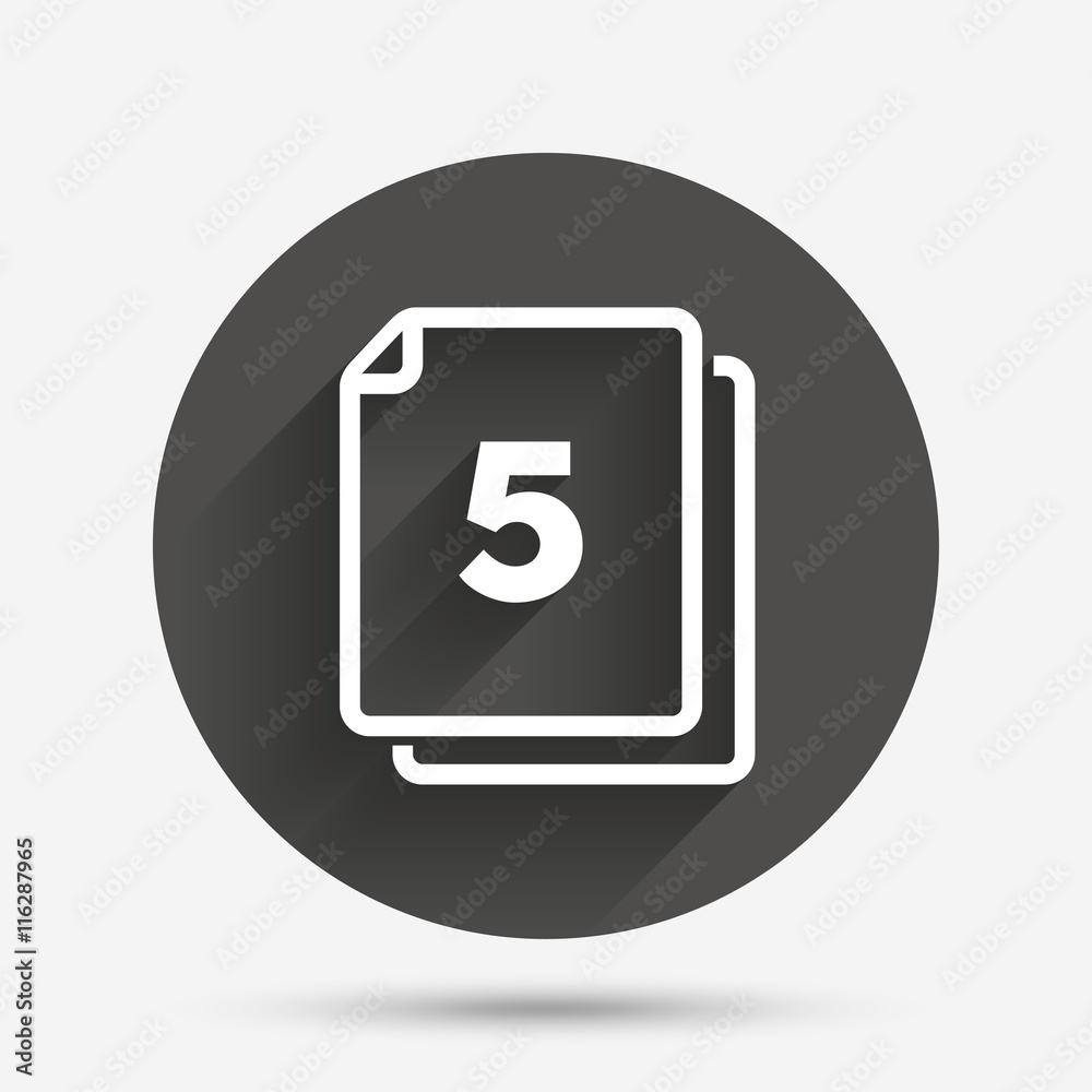 In pack 5 sheets sign icon. 5 papers symbol. In pack 5 sheets sign icon. 5 papers symbol.